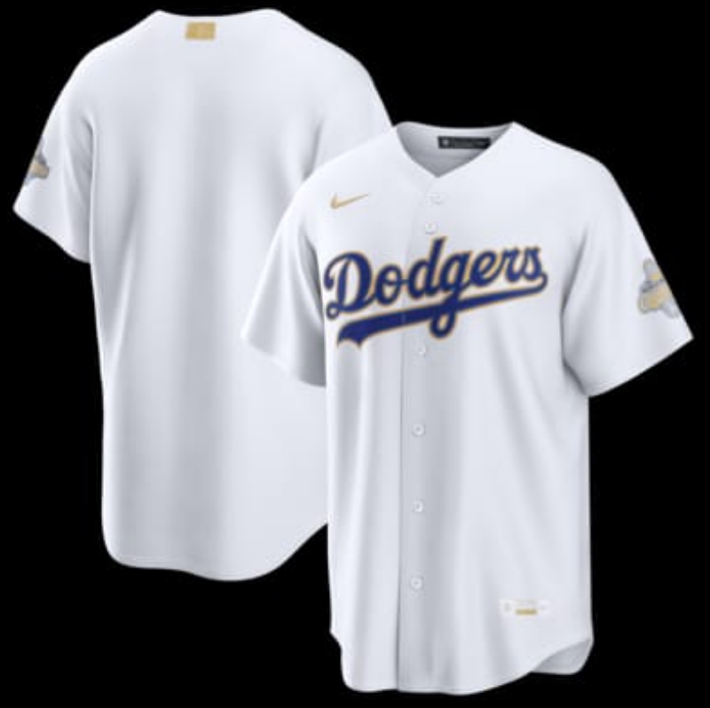 Camisola Dodgers blanca con dorado MLB
