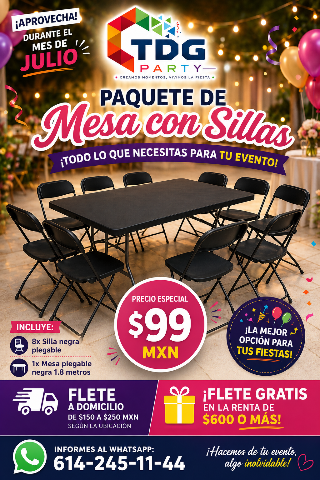 Paquete de mesa con sillas