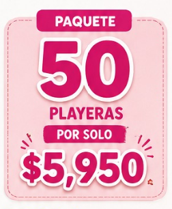 Playeras personalizadas paquete 50 piezas