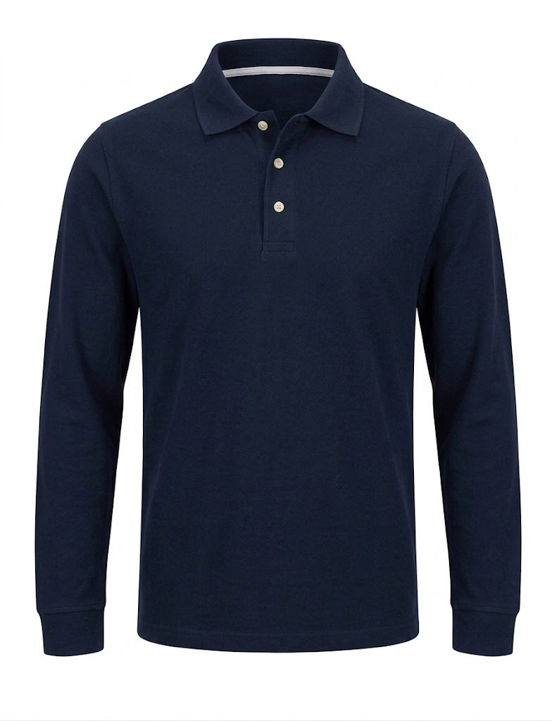 Playera Algodón Tipo Polo Manga Larga